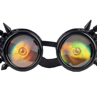 Lelinta Halloween Spiked Cyber Goggles Steampunk Welding Goth Cosplay Vintage Goggles Rustic With Eye Lens