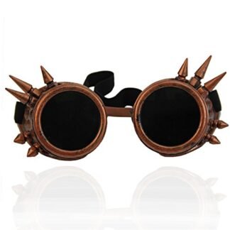 Best-topshop Vintage Victorian Rivet Steampunk Sunglasses Welding Gothic Style Cosplay (Red Copper)