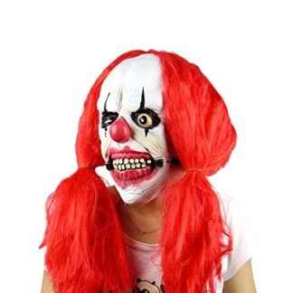 Olibay Halloween Mask Red Hair Clown Scary Costume Ghost Cosplay Party Rotten Gums Mask