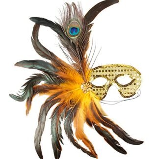 Feather Sequins Woen's Party Masquerade Mask Cosplay Venetian Mask, One Size