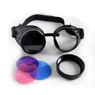 100% New ABS Costume Props Cosplay Equipment Vintage Steampunk Goggles Glasses Welding Punk Gothic (Black Frame)