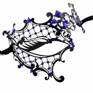 Venetian Masquerade Laser-cut Half Face with Blue Crystals Costume Mask