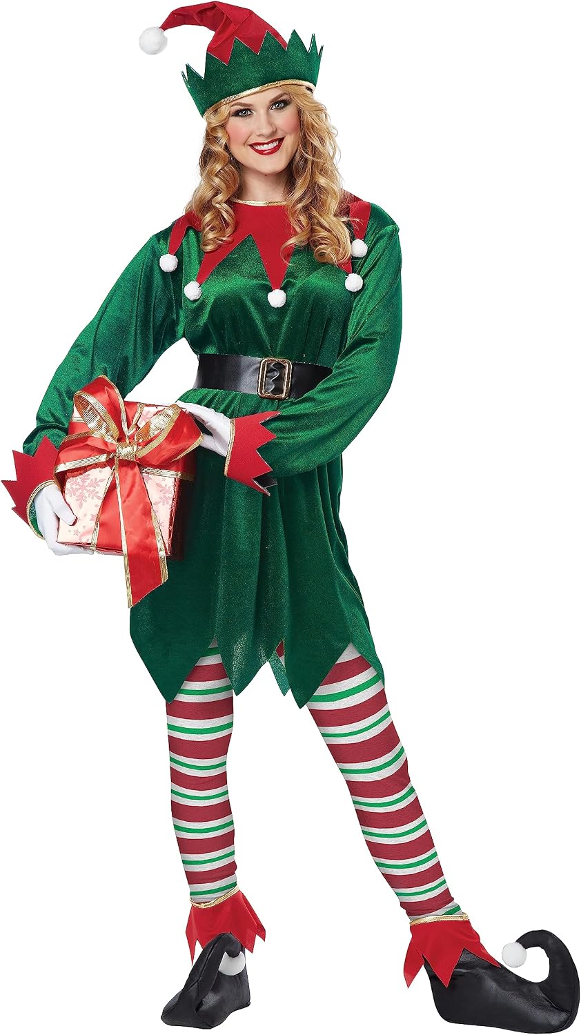 California Costumes Christmas Elf Adult, Green/Red, Small/Medium