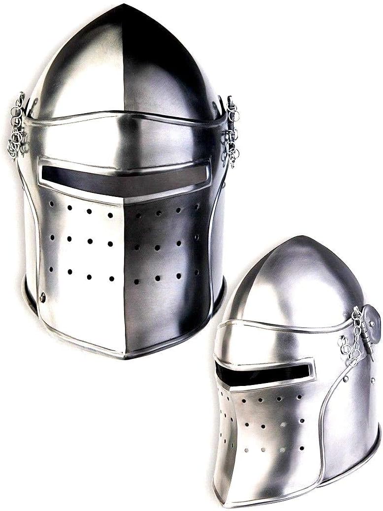Medieval Renaissance Detachable Visor Barbute 16 Guage Functional Helmet Armor