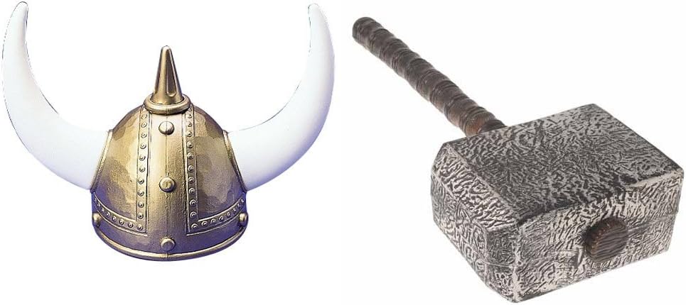 Thor Hammer Viking Helmet Bundle 2 Piece Set